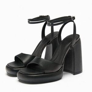 ZARA HIGH-HEEL PLATFORM SANDALS BLACK  | 3307/110